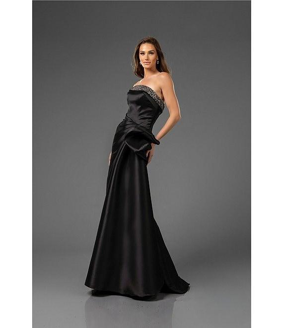 Terani Couture Stretch Mikado Embellished Strapless Ruffle Mermaid Gown Product Image