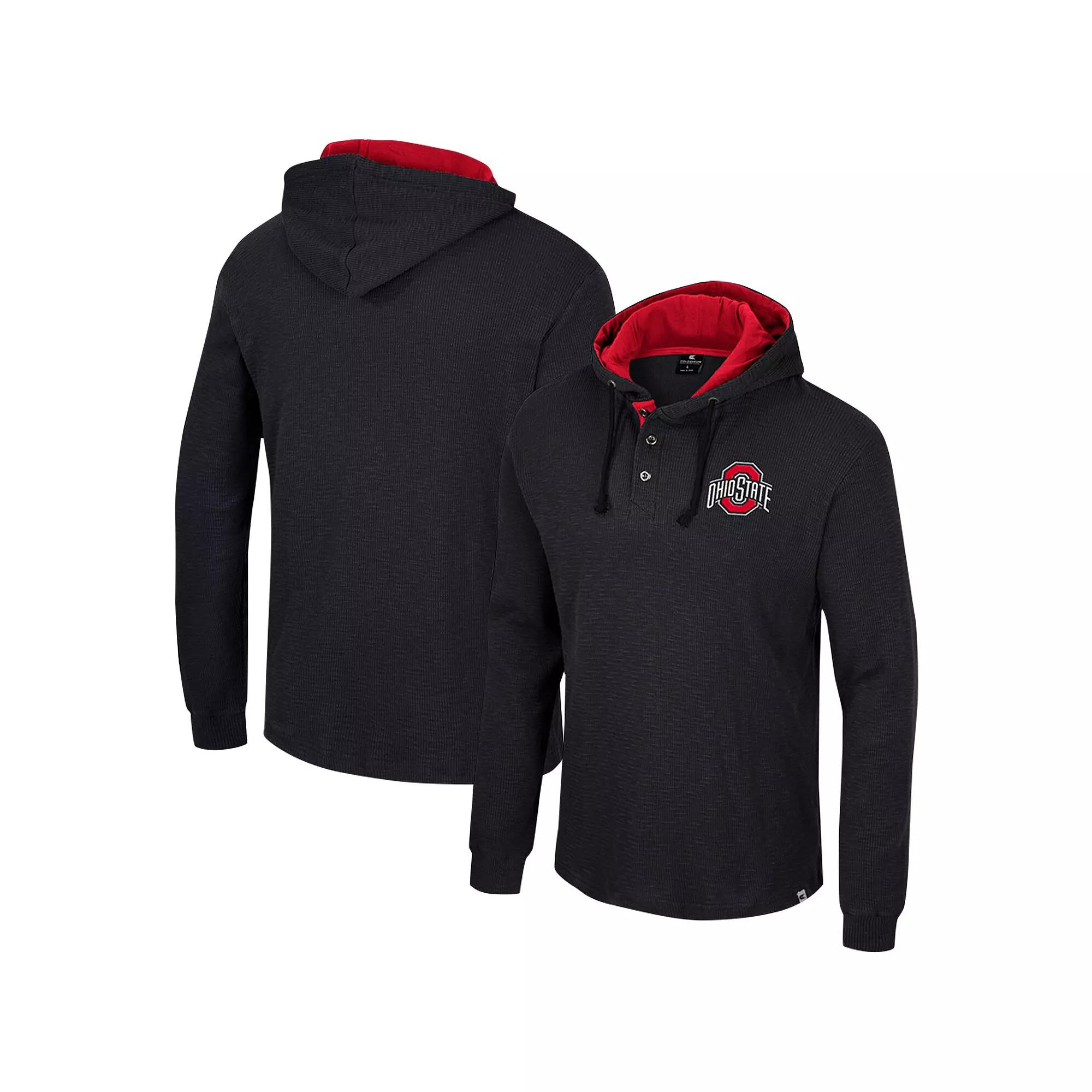 Men's Colosseum Black Ohio State Buckeyes Affirmative Thermal Hoodie Long Sleeve T-Shirt, Size: Medium Product Image