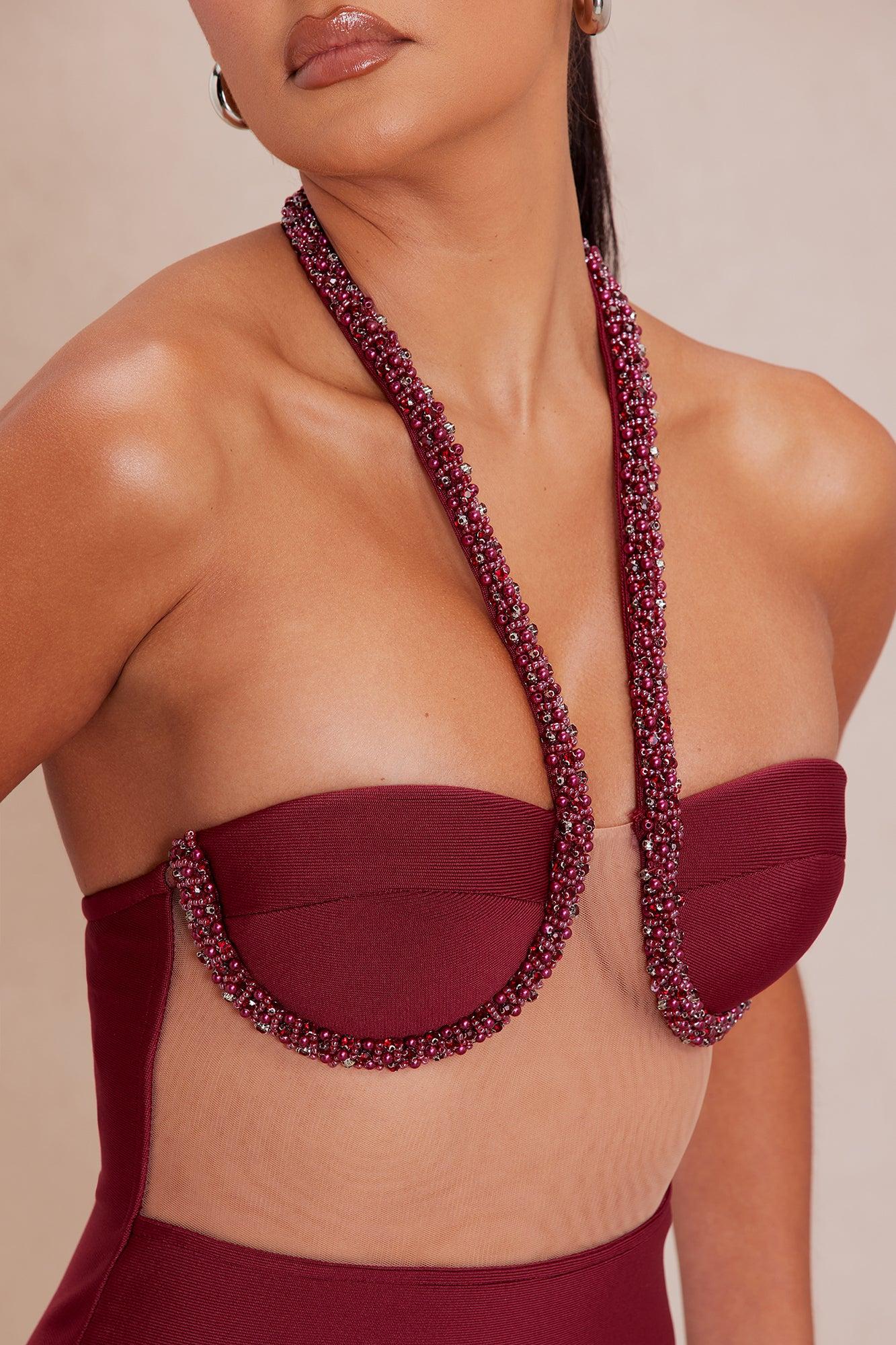 Katherine Bandage Maxi Dress - Wine Product Image