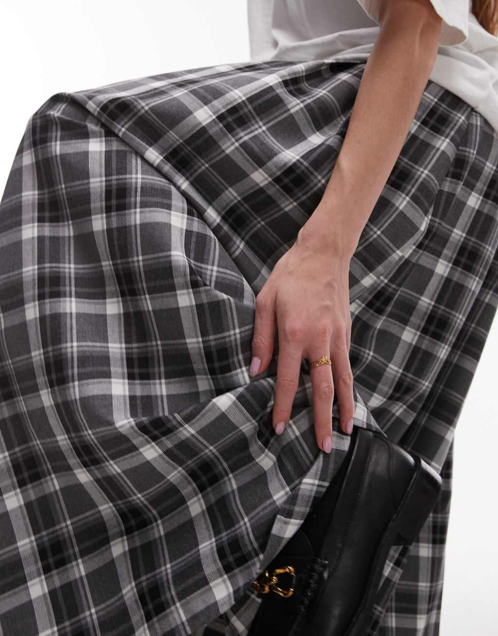 Topshop circle skirt in check print Product Image