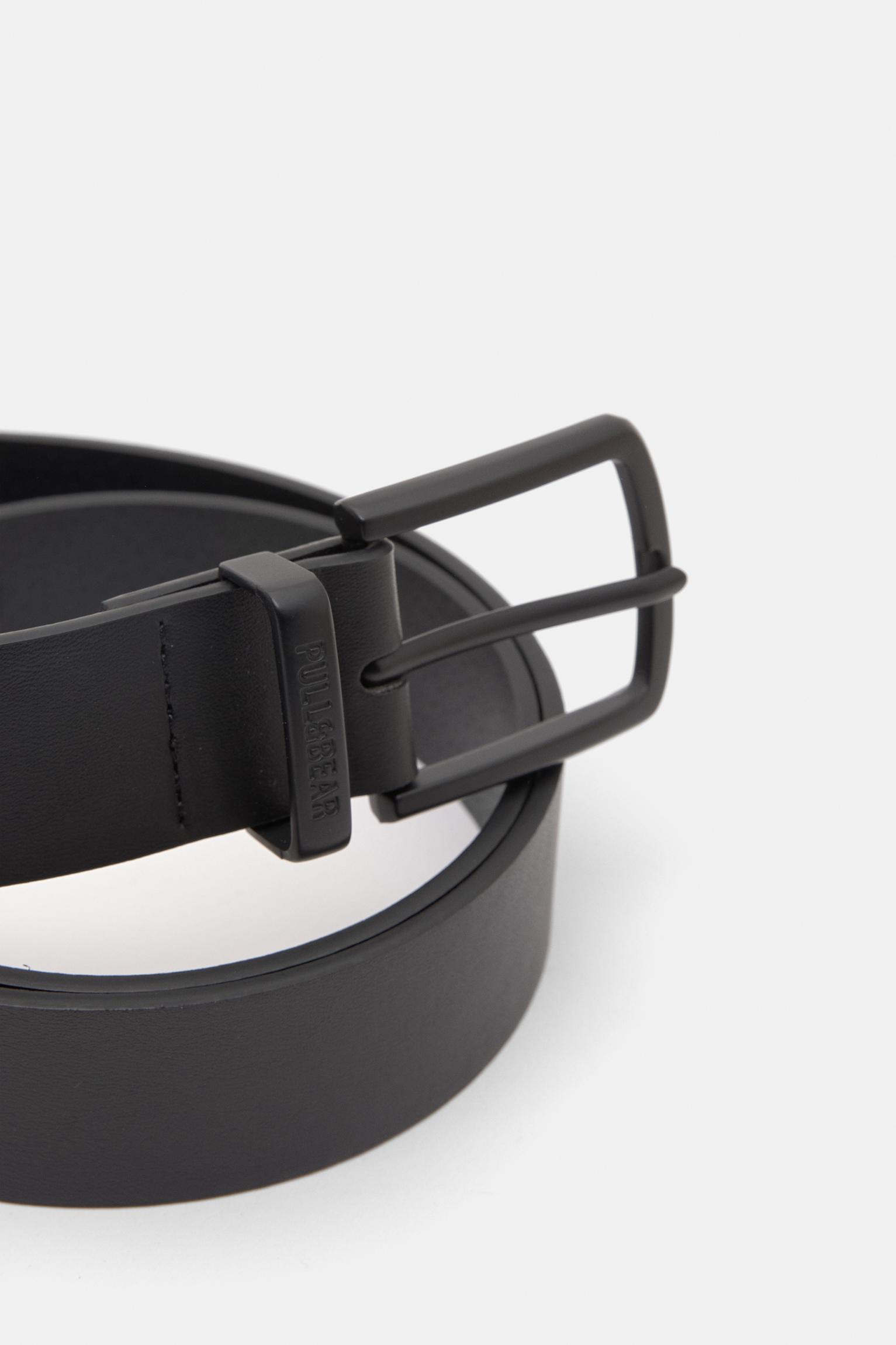 Faux leather belt with black buckle Product Image