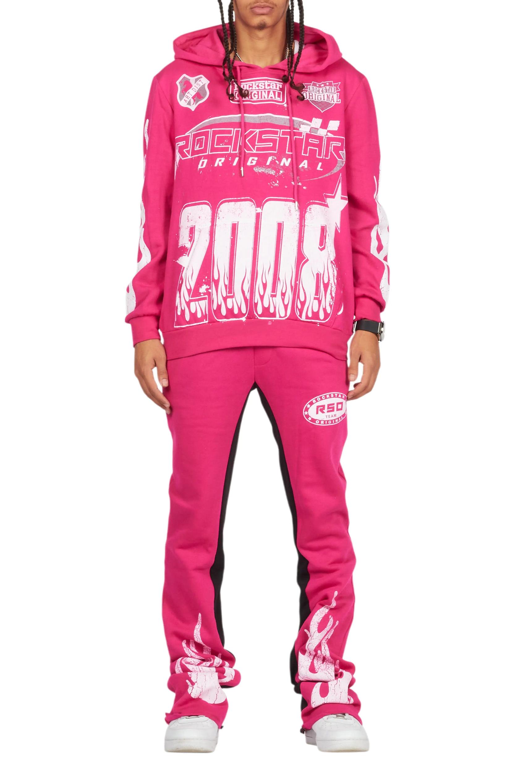 Amos Fuchsia Hoodie/Baggy Track Pant Set Male Product Image