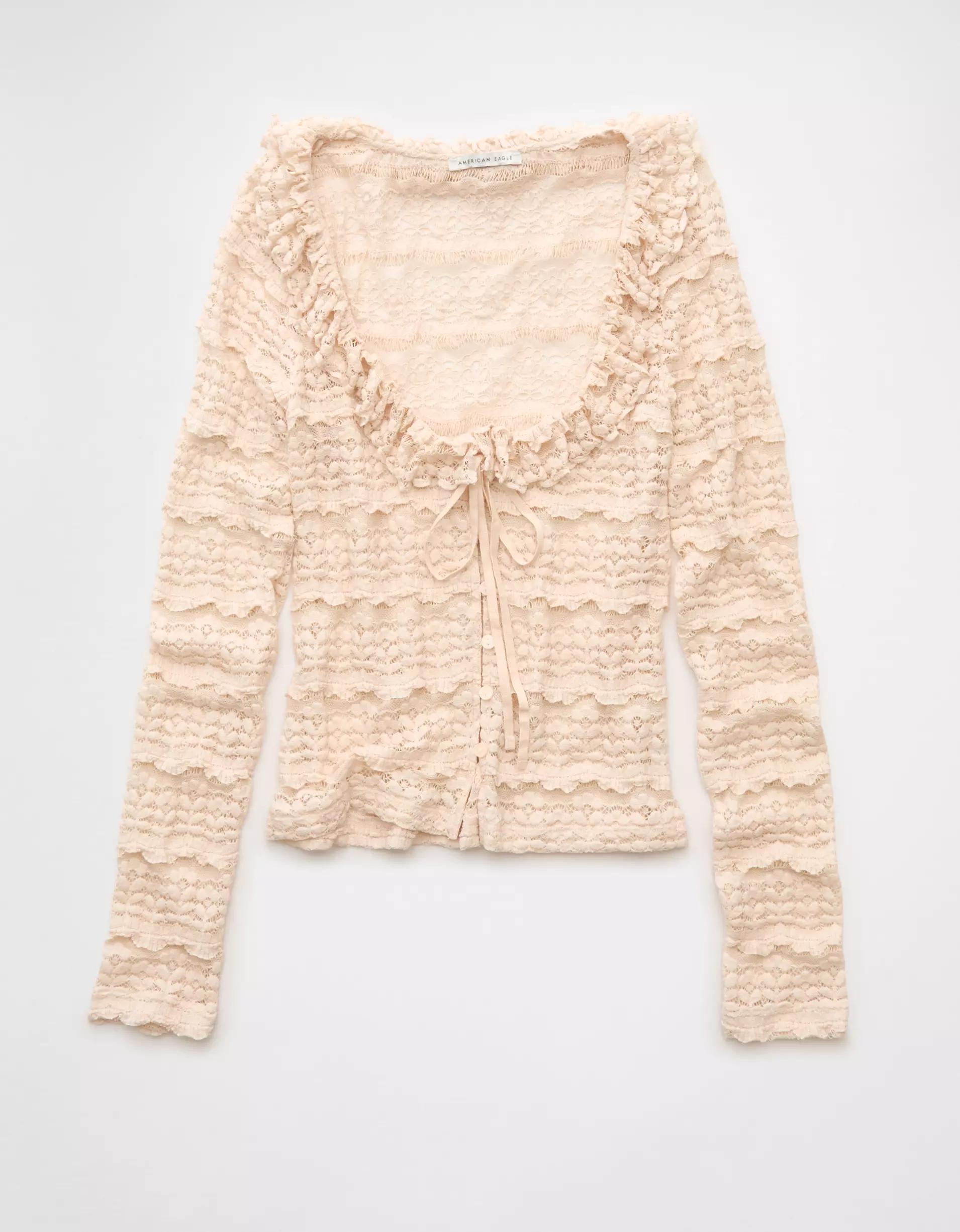 AE Ruffle Neck T-Shirt Product Image