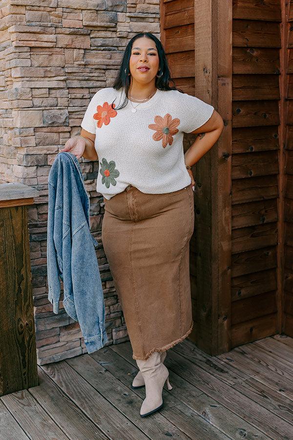 Boho Blooms Knit Top in Cream Curves Product Image