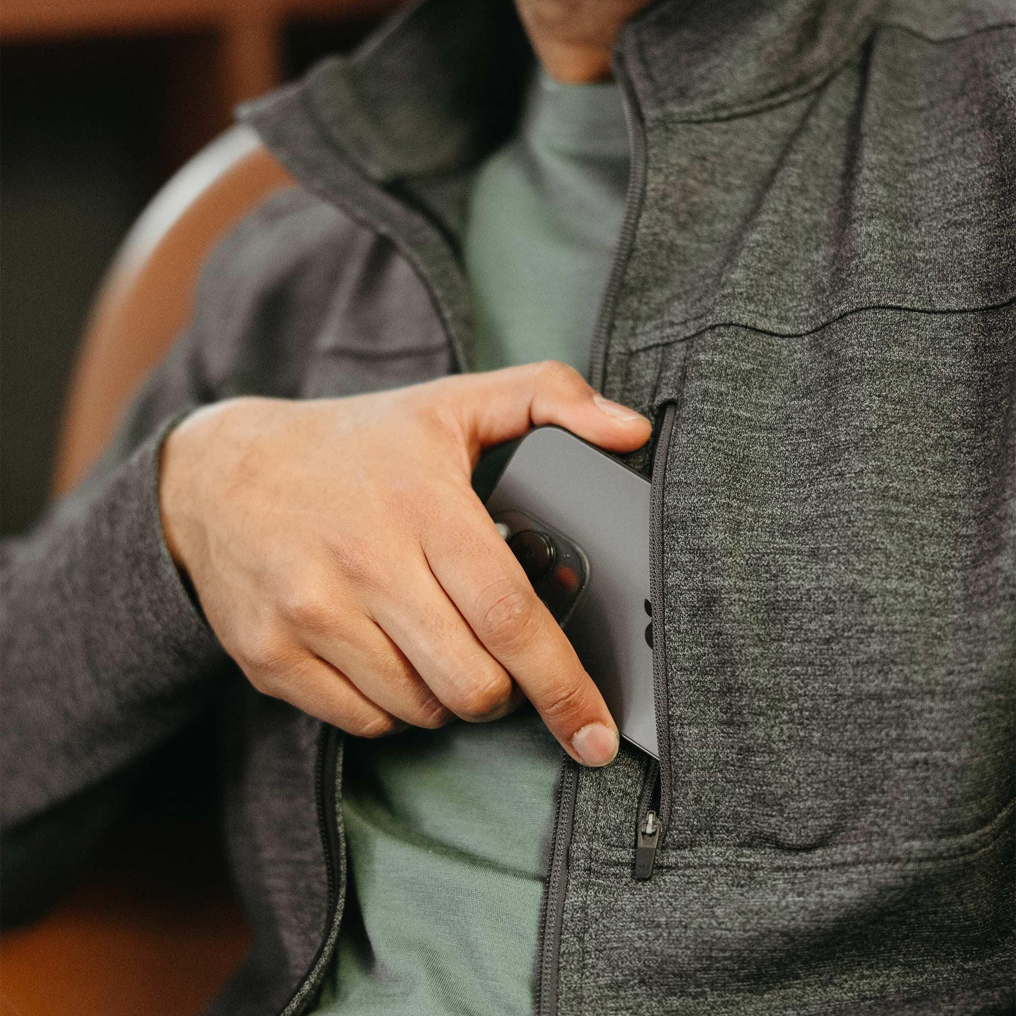 Merino Wool Full-Zip Ponte Jacket | Black Marl Product Image