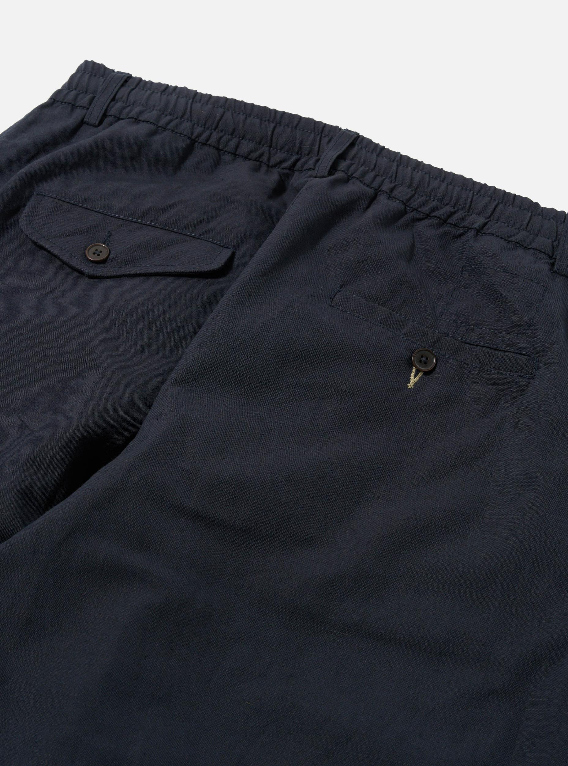 Universal Works Oxford Pant in Navy Linen Slub Weave Product Image