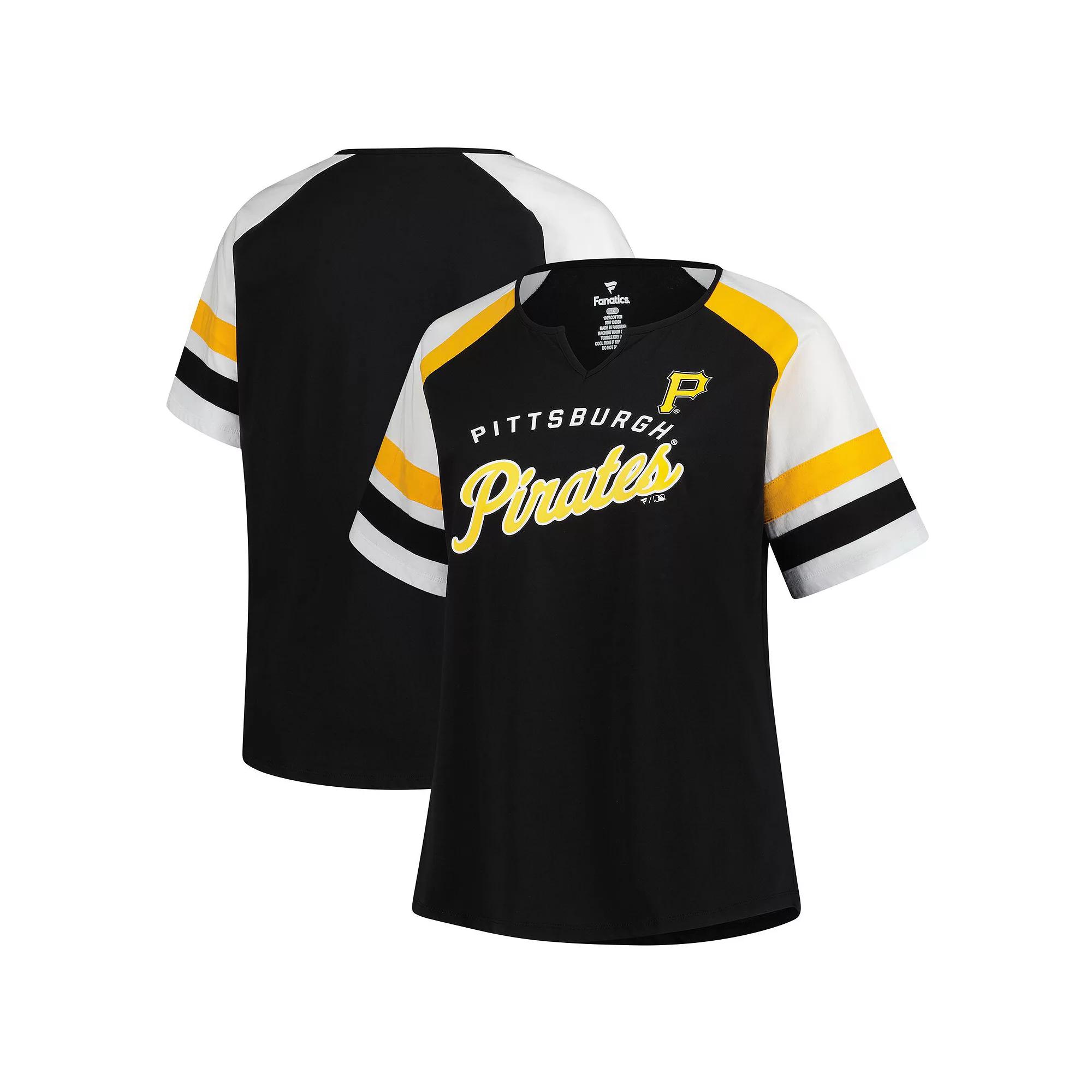 Women's Profile  Black Pittsburgh Pirates Plus Sized Arched Notch Neck T-Shirt, Size: 2XL Product Image