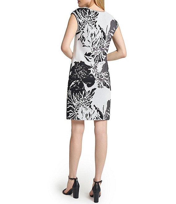 Ming Wang Floral Jacquard Knit Open Front Bracelet Sleeve Cardigan Product Image