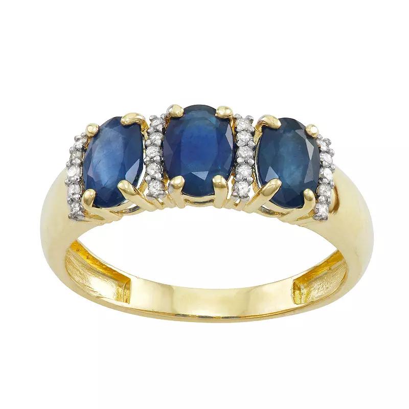 Tiara 10k Gold Gemstone & 1/10 Carat T.W. Diamond 3-Stone Ring, Women's, Green Product Image