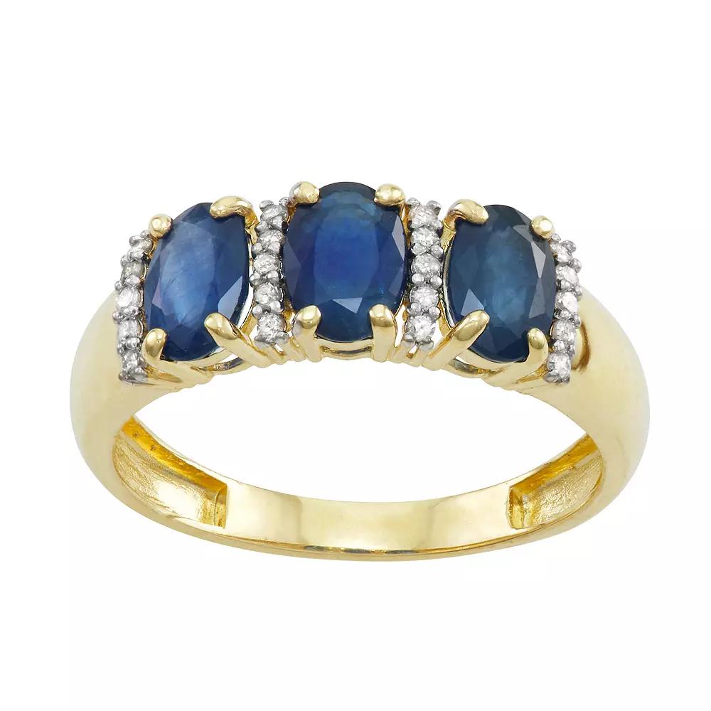 Tiara 10k Gold Gemstone & 1/10 Carat T.W. Diamond 3-Stone Ring, Women's, Green Product Image