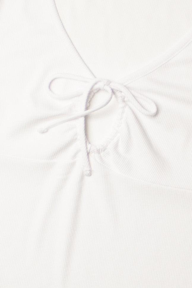 Extended Sizes White Tie Bust Ribbed Tee Product Image