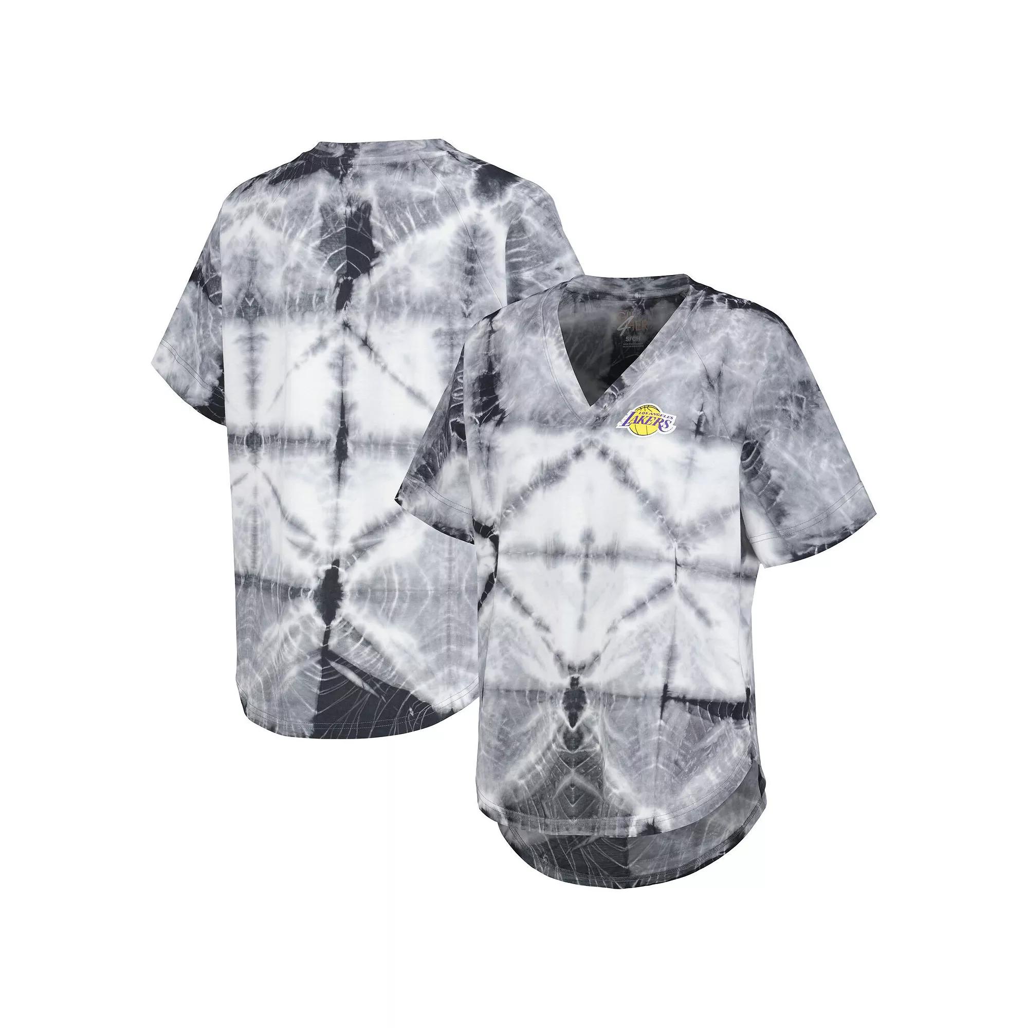 Women's G-III 4Her by Carl Banks Black Los Angeles Lakers Tournament Raglan Oversized Tie-Dye V-Neck T-Shirt, Size: 2XL Product Image