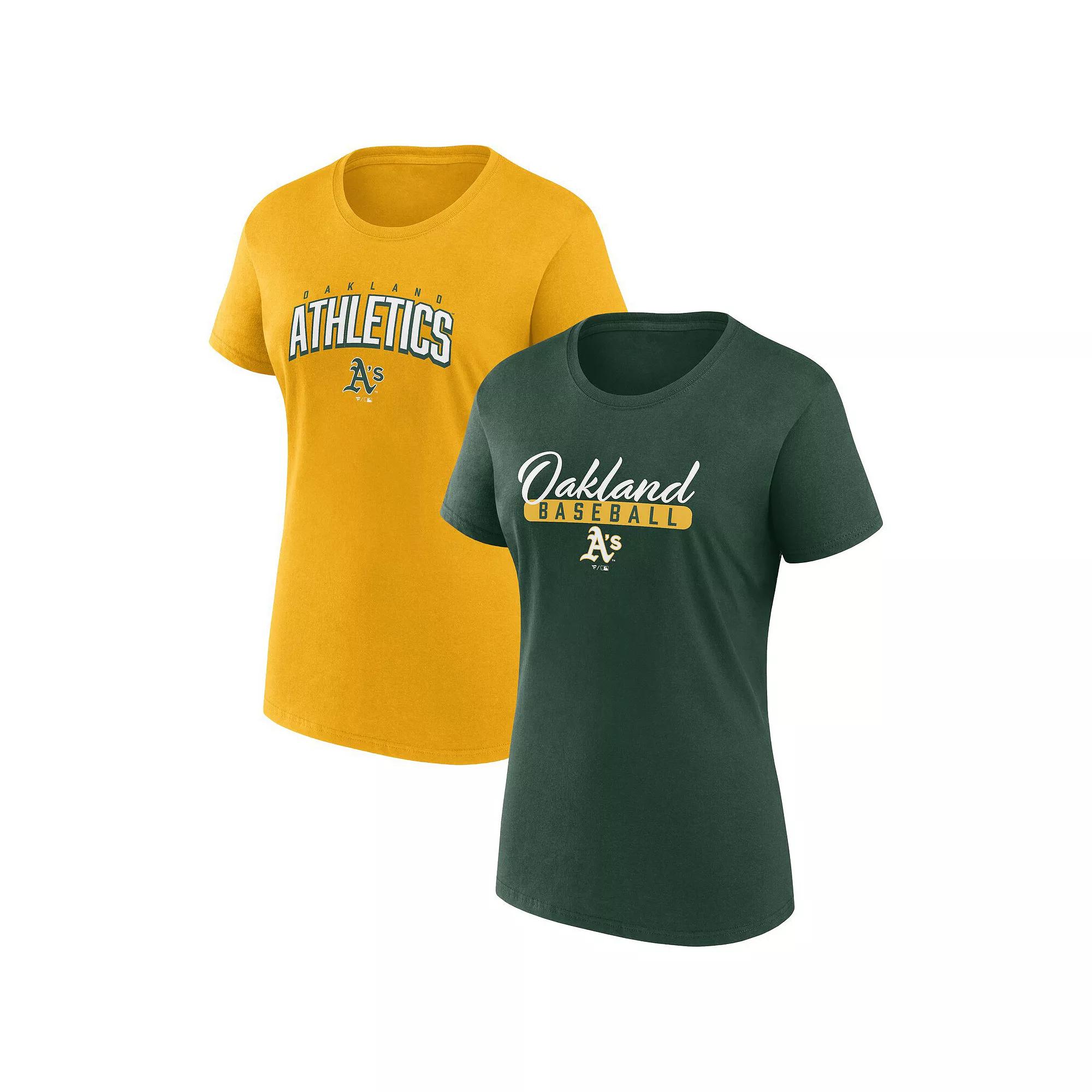 Women's Fanatics Branded Green/Gold Oakland Athletics Fan T-Shirt Combo Set, Size: Small Product Image