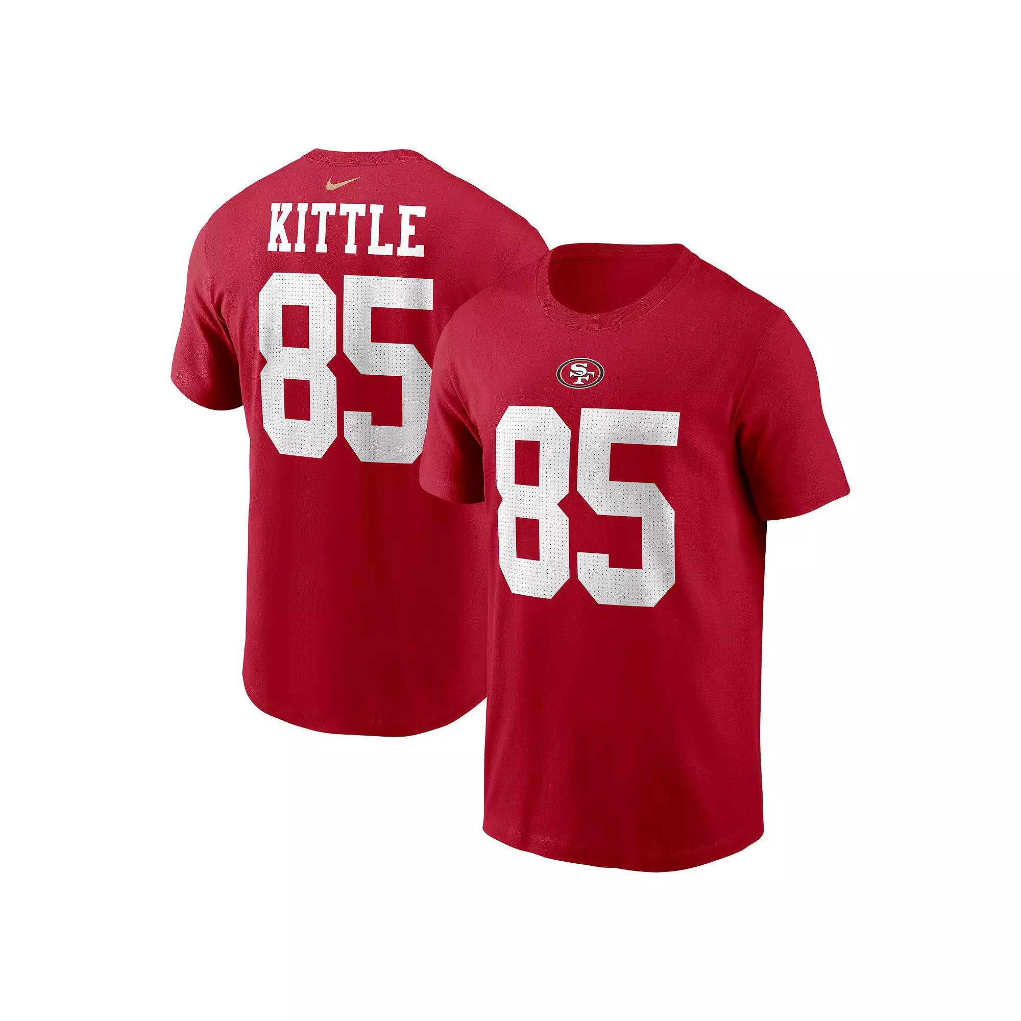 Men's Nike George Kittle Scarlet San Francisco 49ers Player Name & Number T-Shirt, Size: Small, Red Product Image