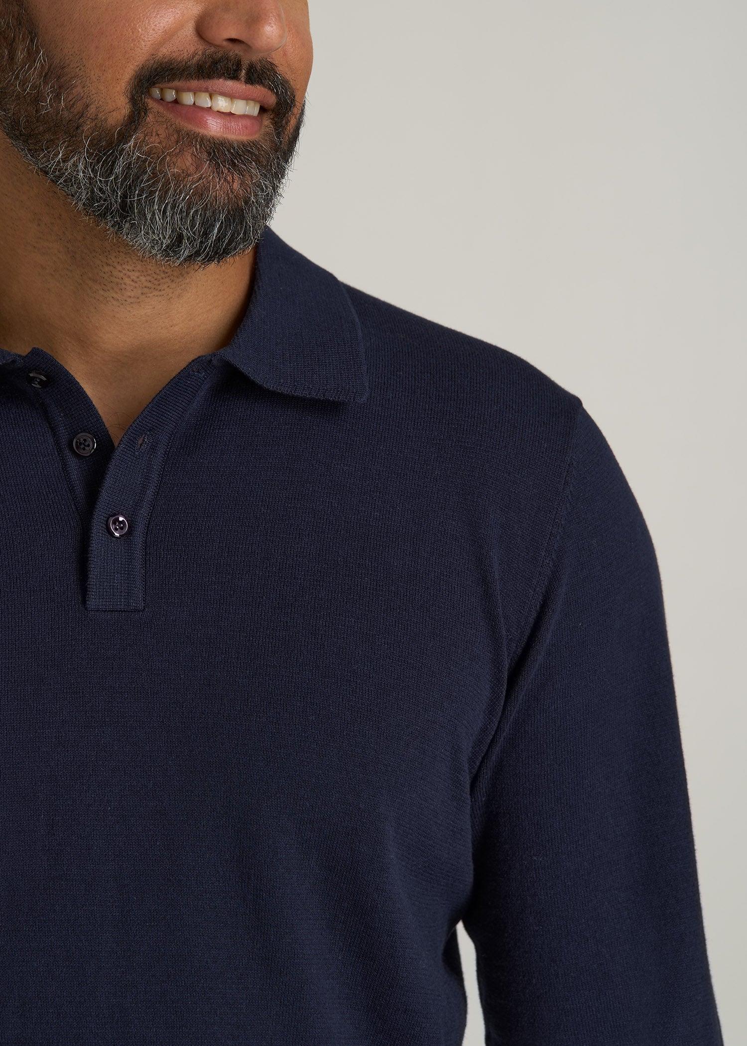 Polo Sweater for Tall Men in Evening Blue Male Product Image