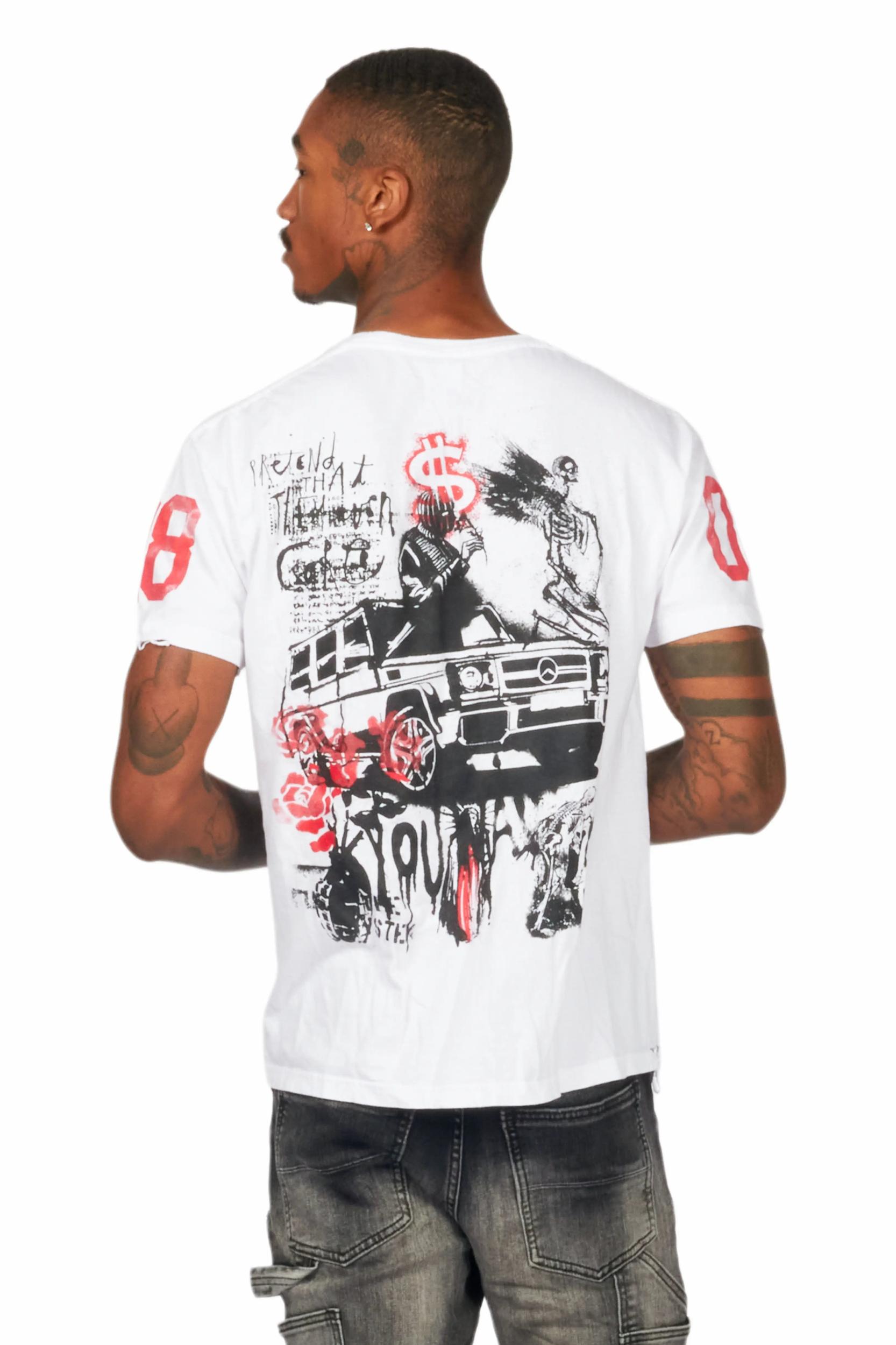 Grill White Graphic Oversized T-Shirt Male Product Image