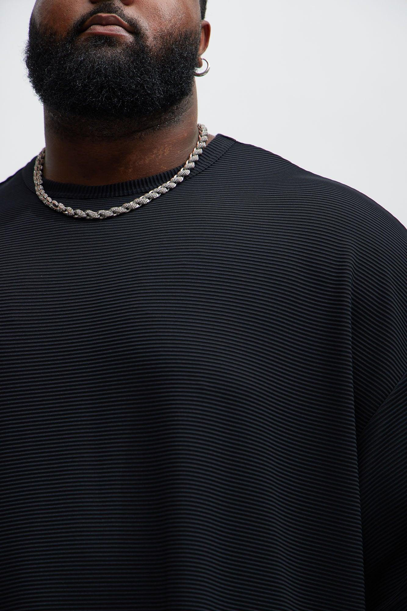 Zyler Textured Boxy Short Sleeve Tee - Black Product Image