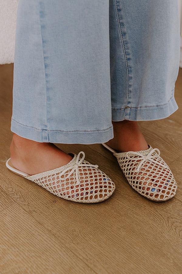 The Elsie Faux Leather Woven Flats in Ivory Product Image