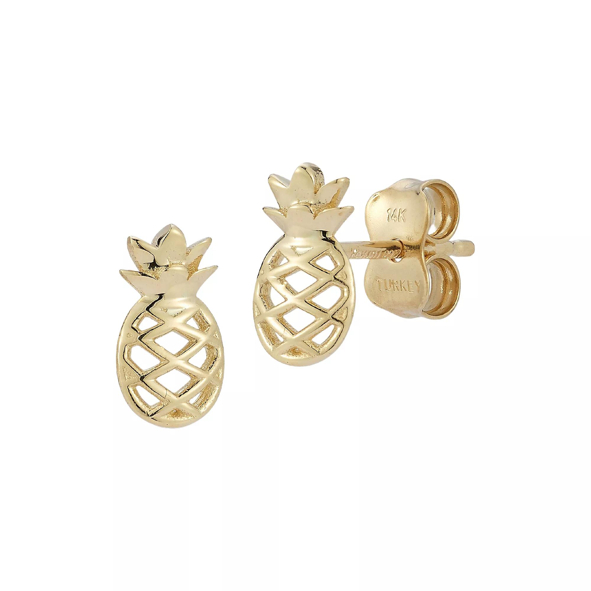 LUMINOR GOLD 14k Gold Pineapple Stud Earrings, Womens Product Image