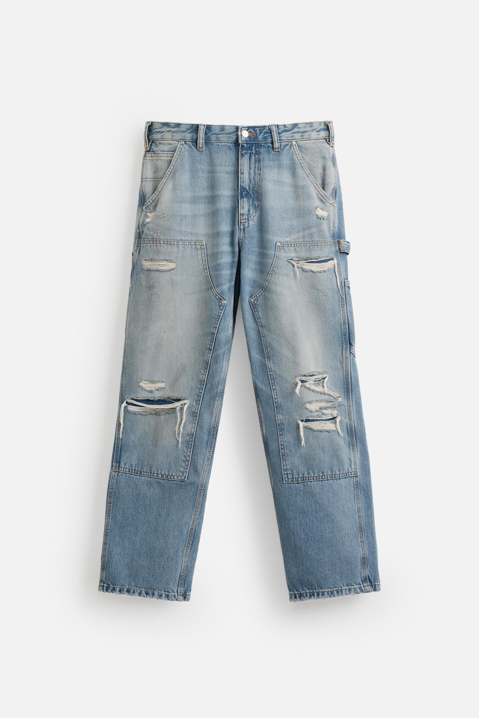 STRAIGHT FIT RIPPED CARPENTER JEANS Product Image