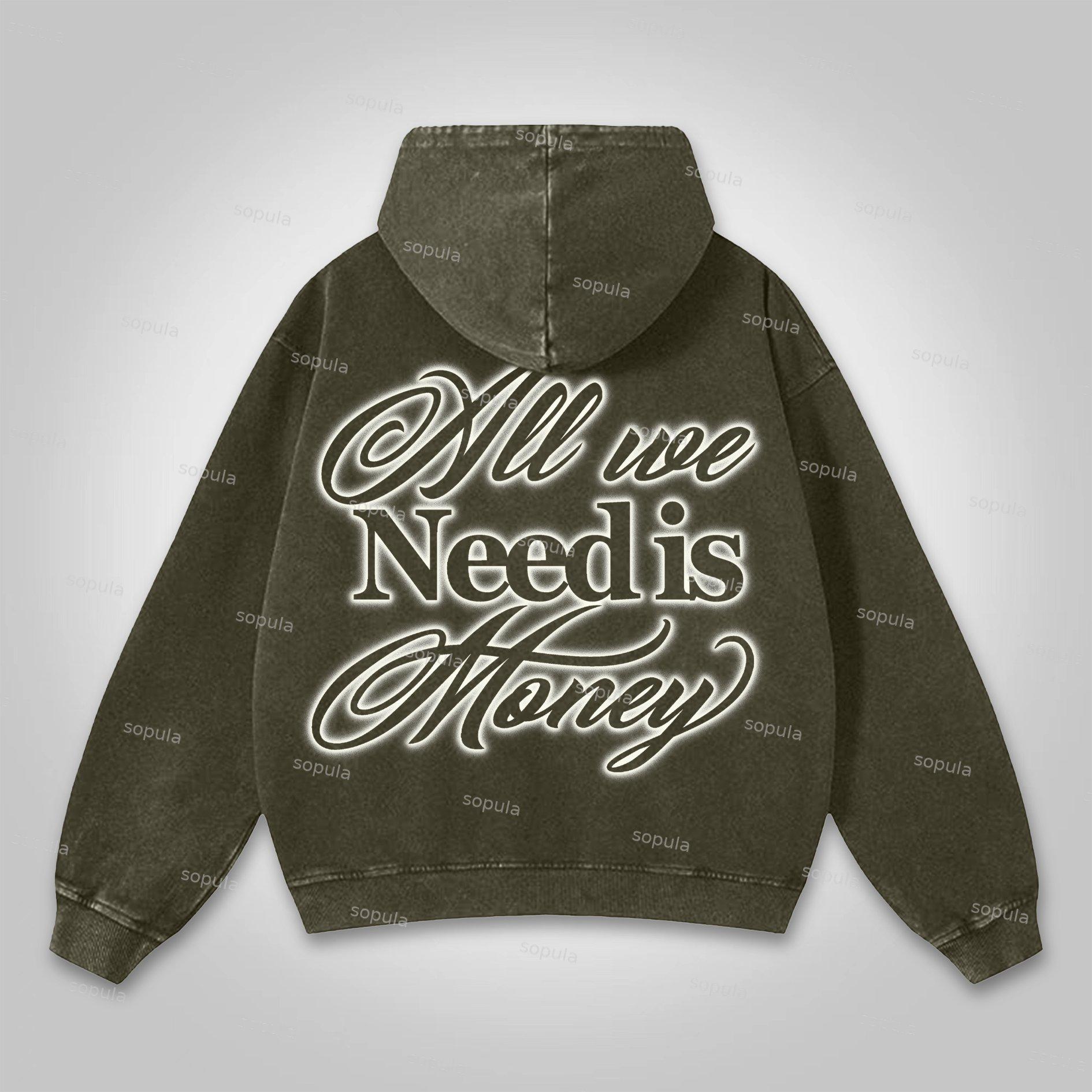 Sopula All We Need Is Money Washed Hoodie Product Image