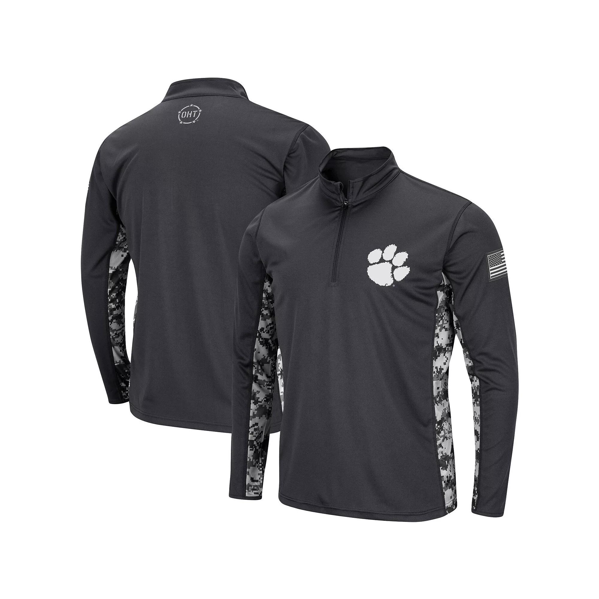 Men's Colosseum Charcoal Kansas State Wildcats OHT Military Appreciation Digital Camo Lightweight Quarter-Zip Pullover,  Product Image