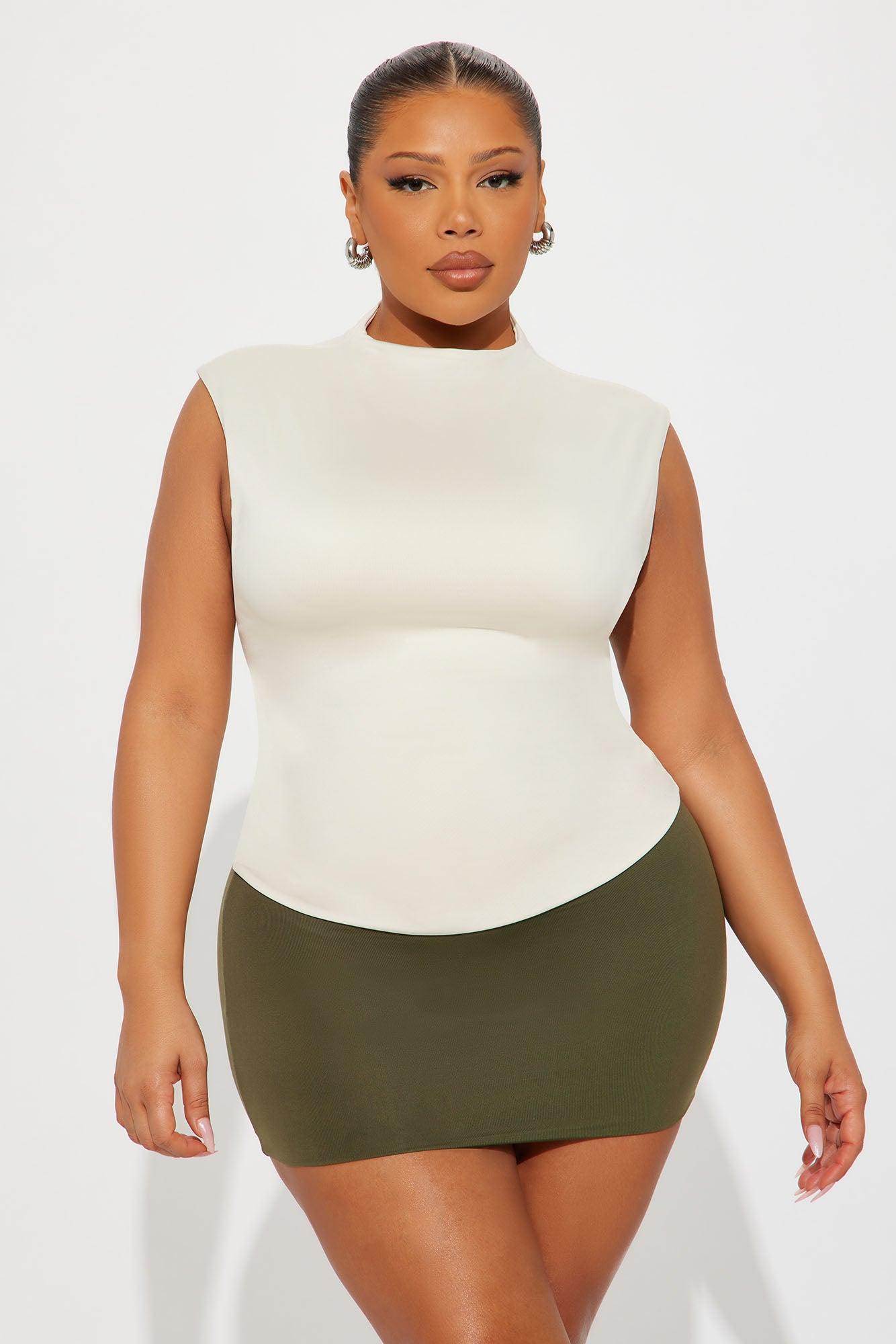 Contour Double Lined Mock Neck Top - Bone Female Product Image