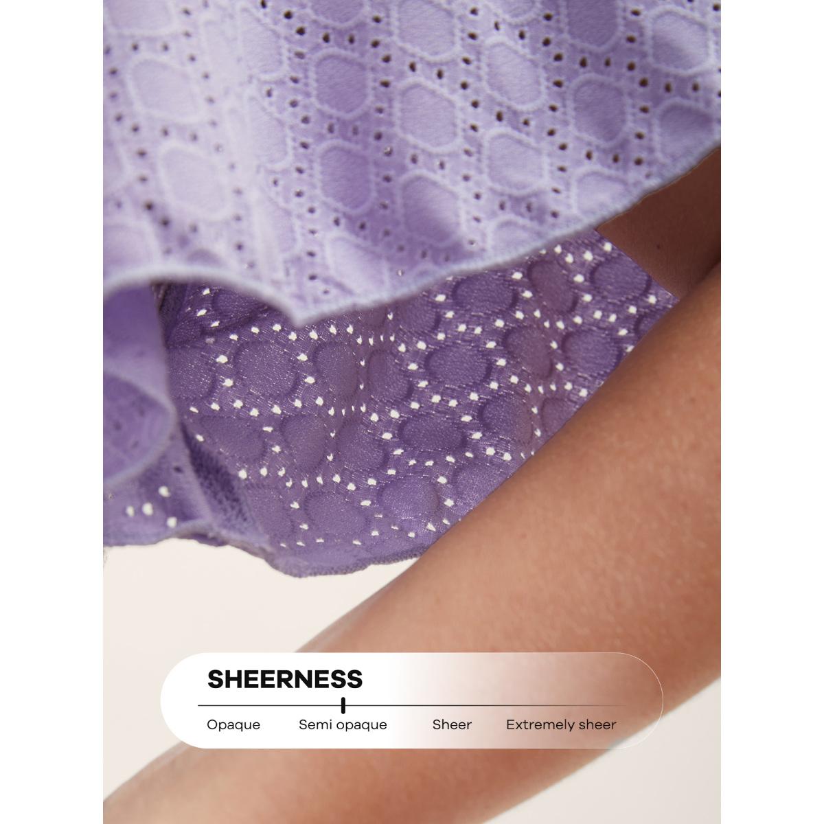 Plus Size Plain Textured Geometric Flutter Sleeve T-shirt Lavender Women Elegant Texture Plain Round Neck Everyday T-shirts BloomChic 12/L Product Image