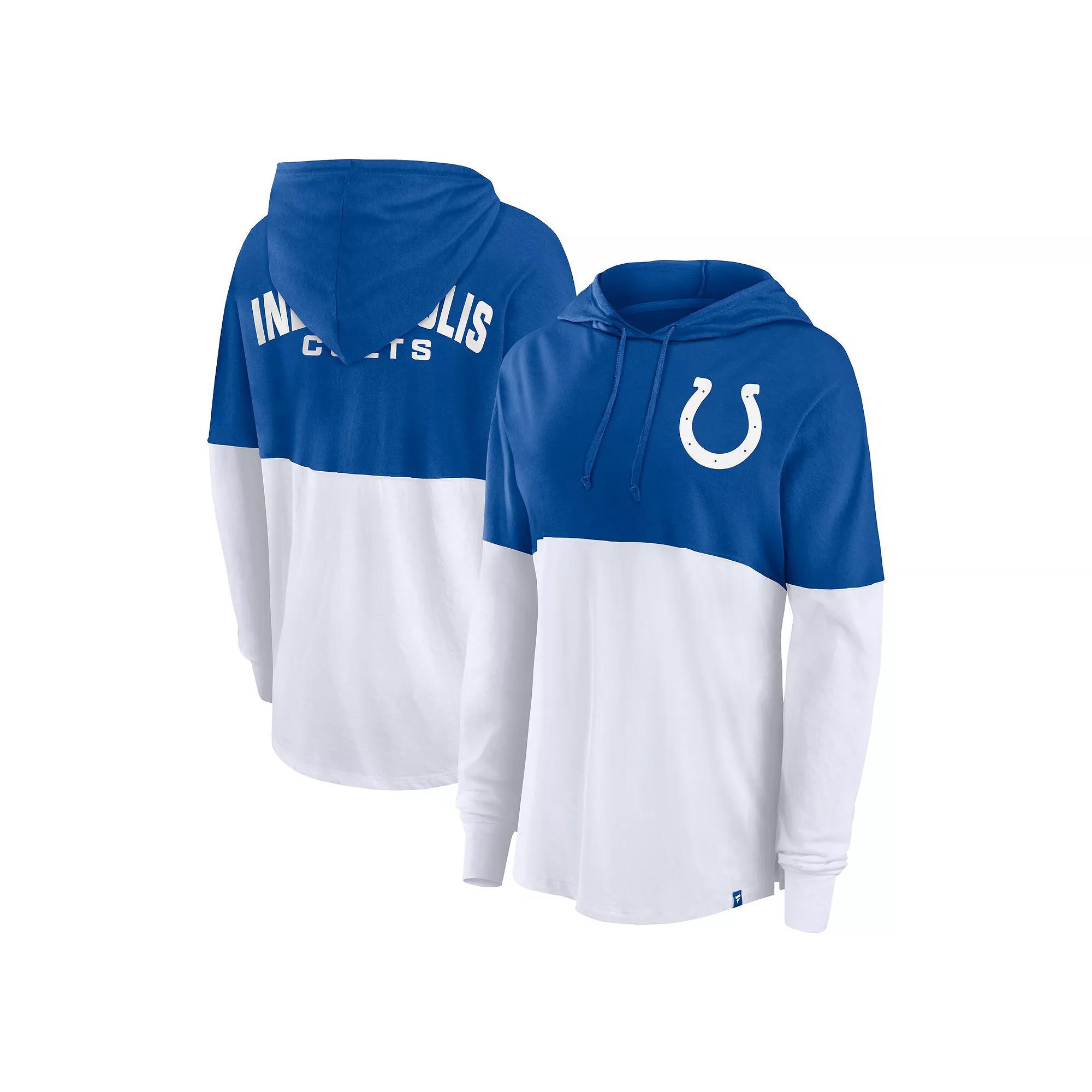 Women's Fanatics Royal/White Indianapolis Colts Backup Option Long Sleeve Hoodie T-Shirt, Size: XS, Blue Product Image