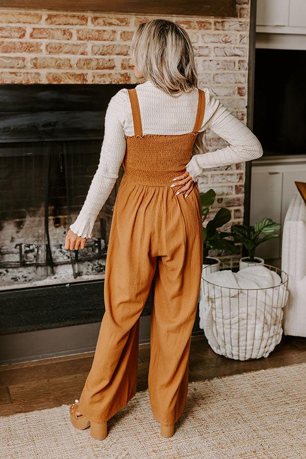 Gather The Courage Smocked Jumpsuit In Chocolate Product Image