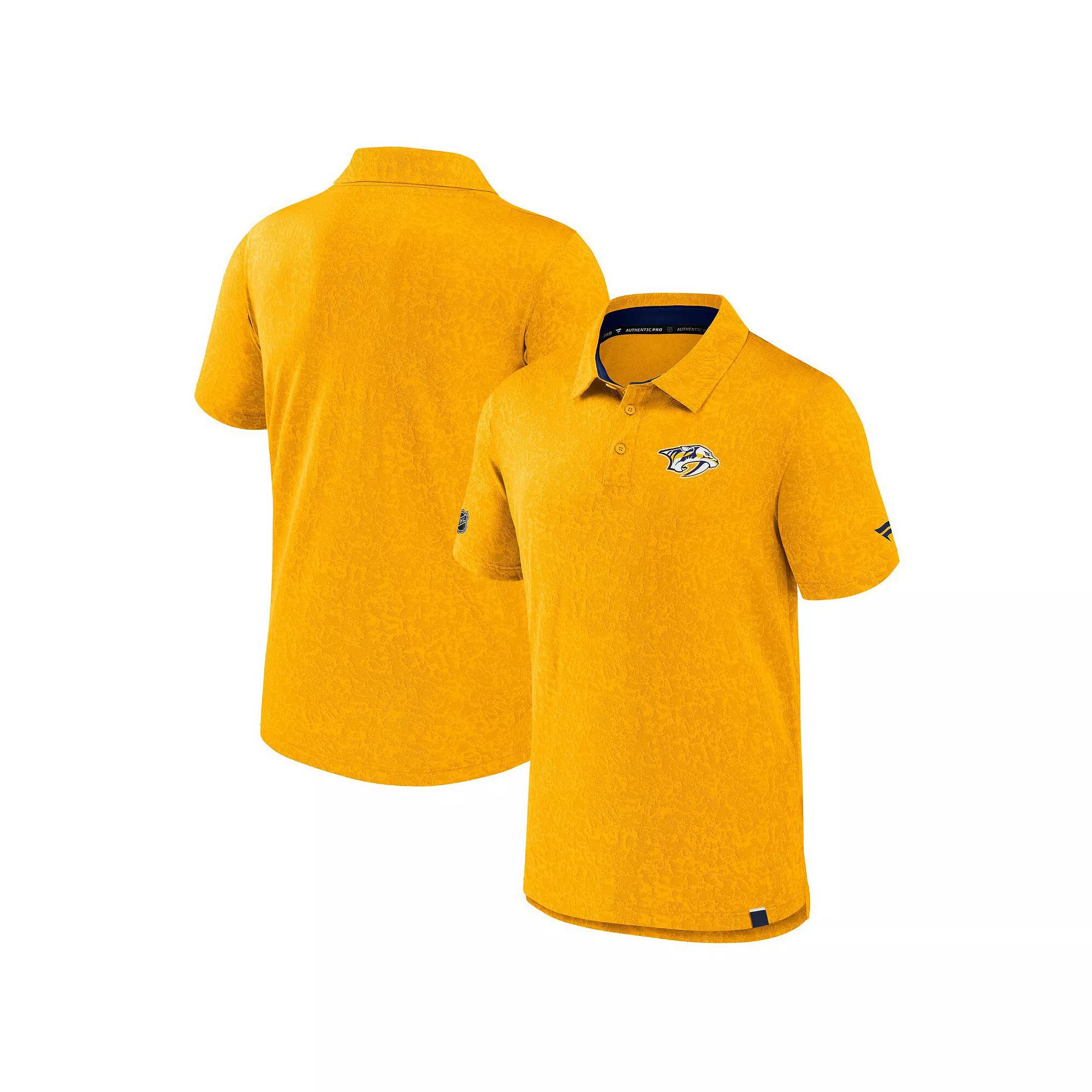Men's Fanatics Gold Nashville Predators Authentic Pro Jacquard Polo,  Product Image