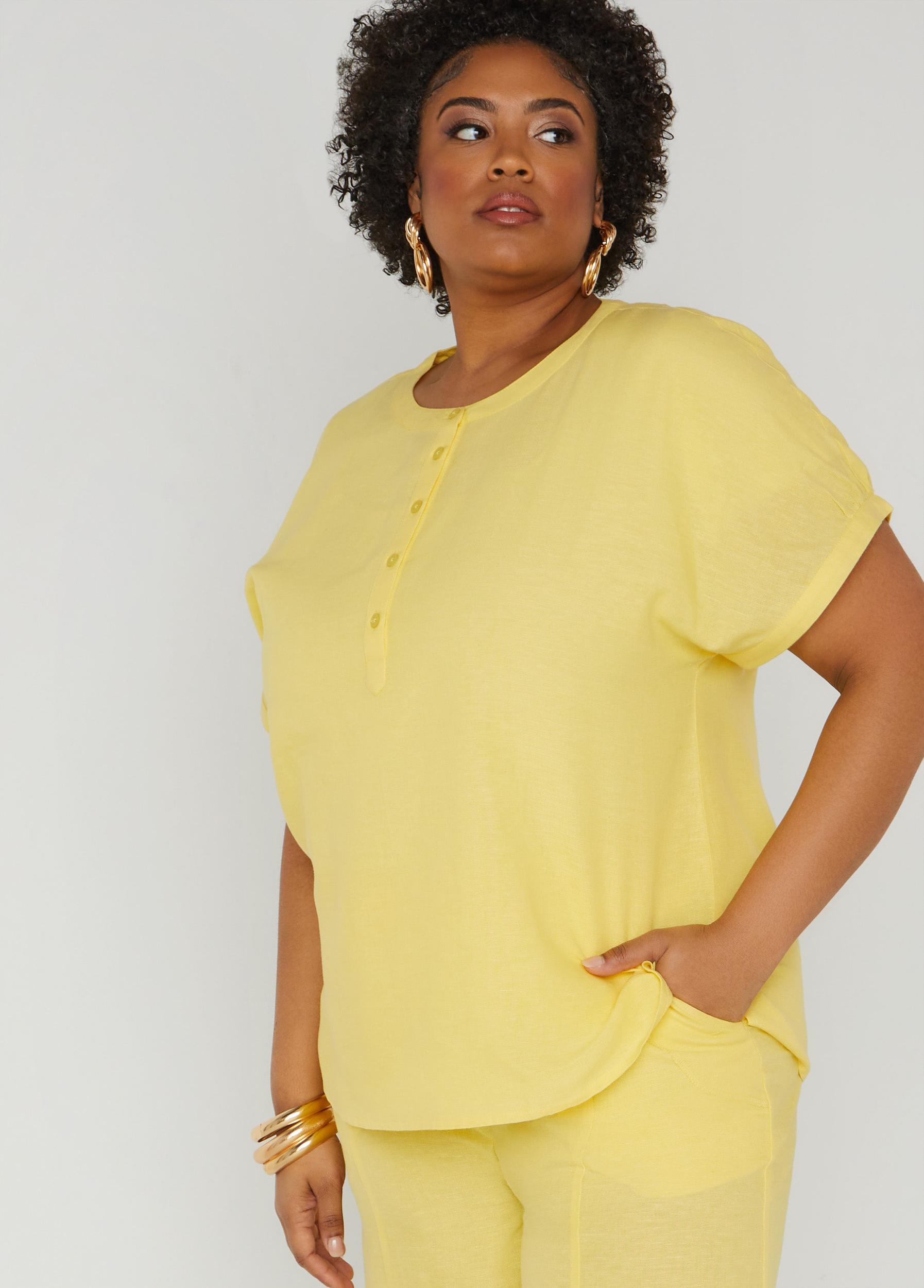 Plus Size Button Front Tunic Ashley Stewart Product Image