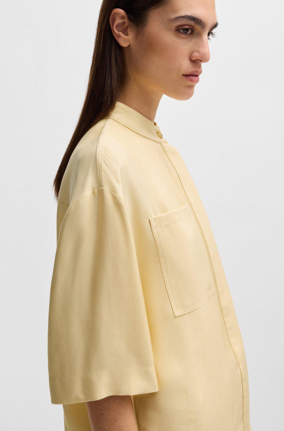 Relaxed-fit blouse in soft twill with stand collar Product Image
