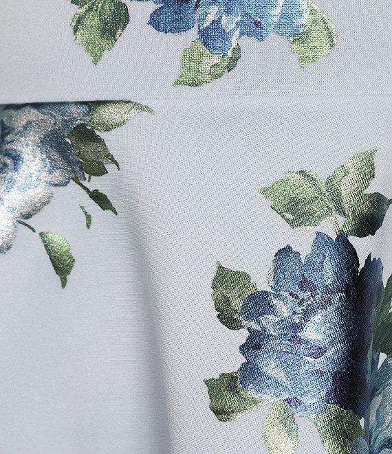 City Vibe Floral Print Envelope Band Square Neck Bow Strap Layered Skater Dress Product Image