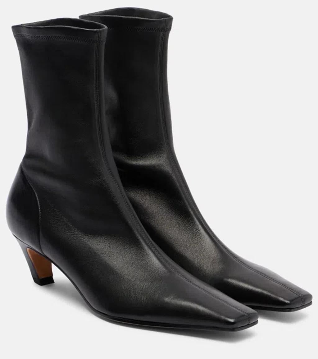 KHAITE Arizona 50 Leather Ankle Boots In Black Product Image