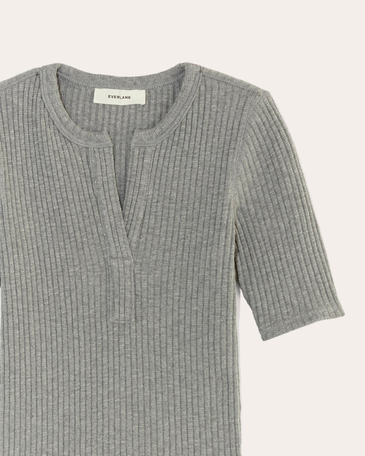 The Rib-Knit Short-Sleeve Henley Product Image
