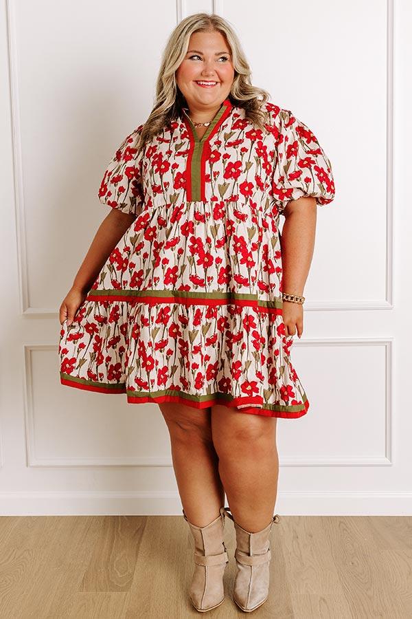 Fresh Horizon Floral Mini Dress in Rust Curves Product Image