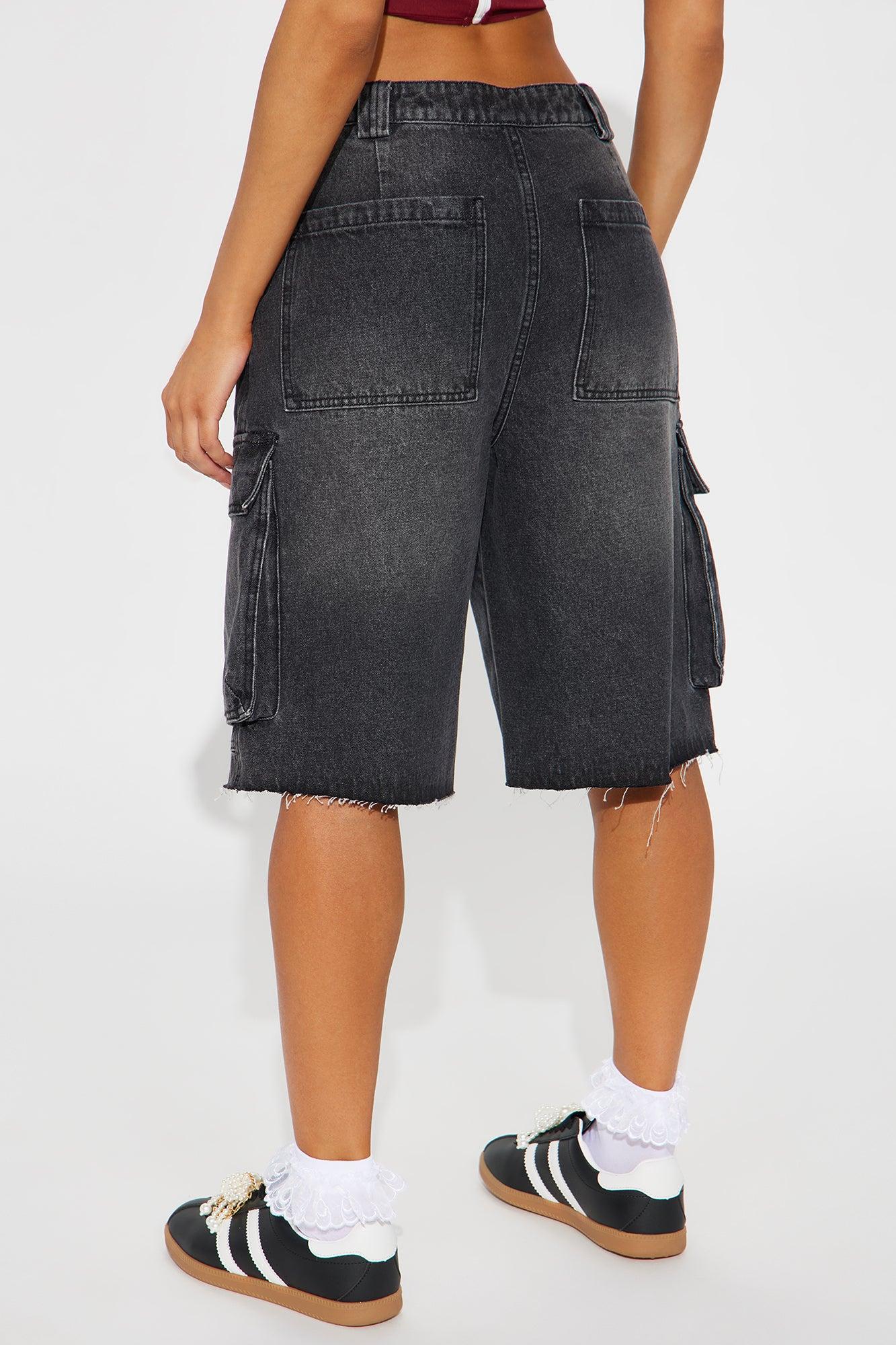 Parker Denim Cargo Jorts - Black Wash Product Image