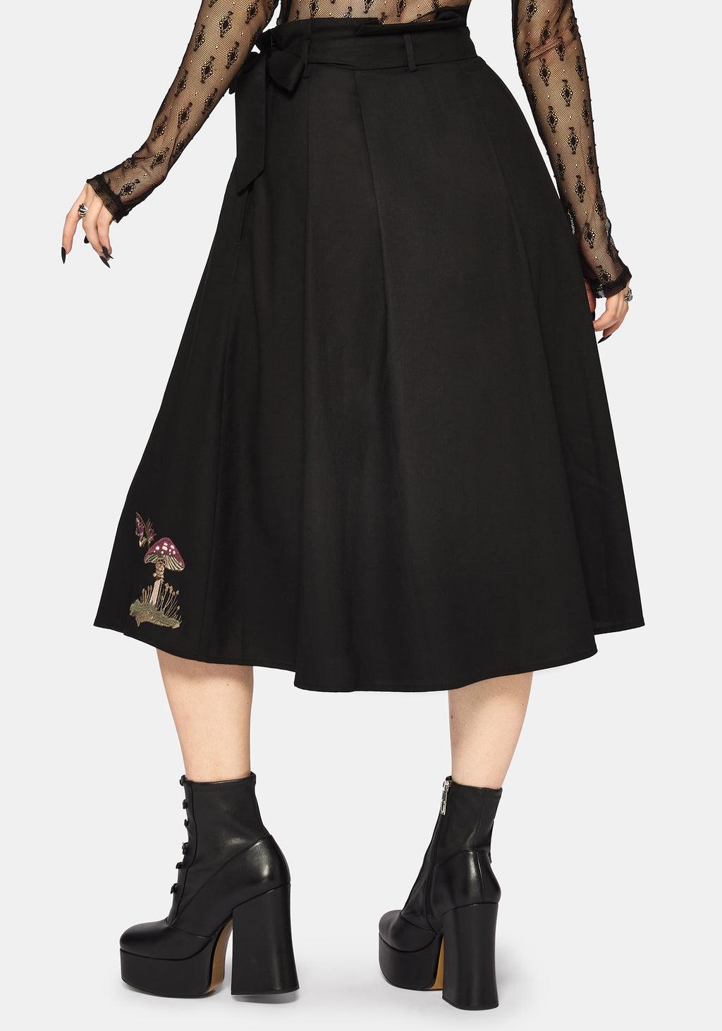 Faela Fairy Embroidered Tie Waist Paperbag Midi Skirt Product Image