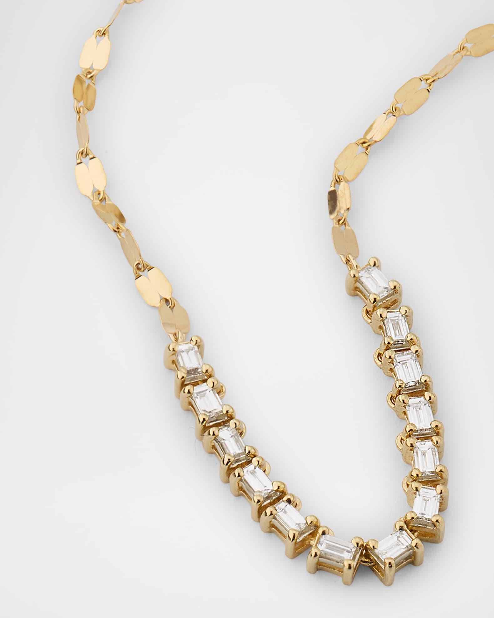 Baguette Diamond Tennis Section Chain Necklace Product Image