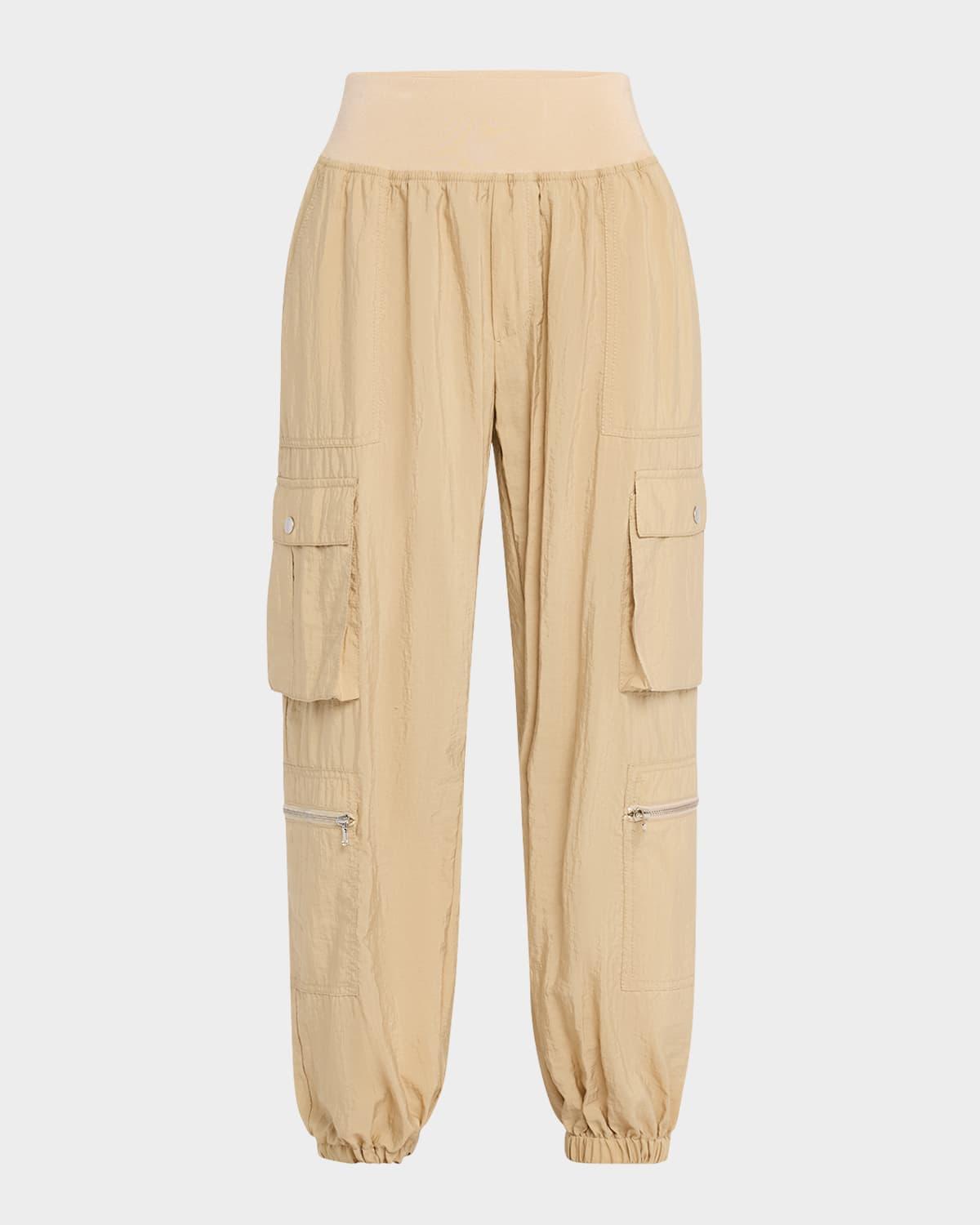 Genevive Satin Cargo Jogger Pants Product Image