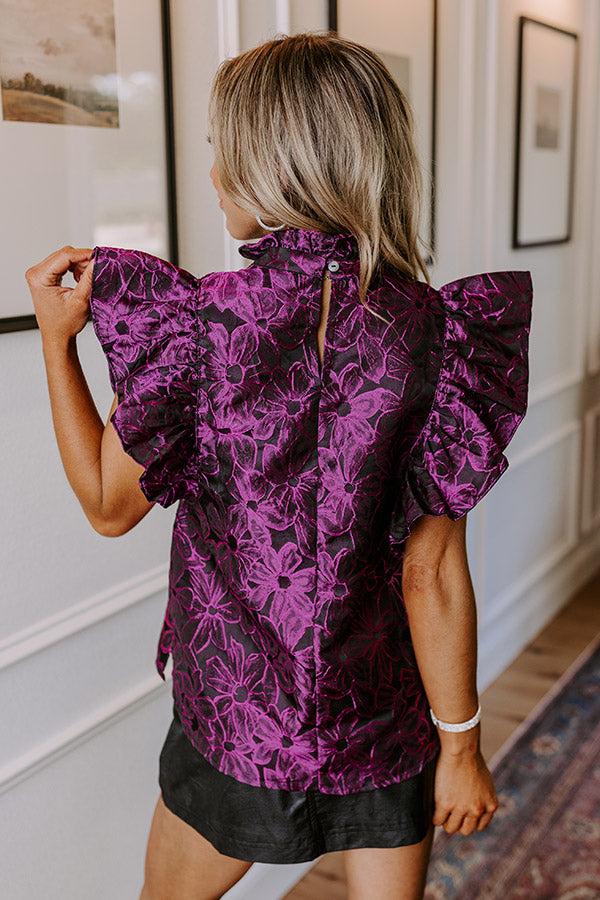 Rooftop Skyline Floral Jacquard Top in Orchid Product Image