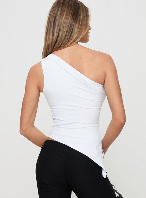 Lunah One Shoulder Top White Product Image