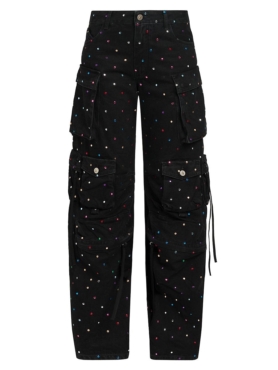 Womens Fern Lunghi Embellished Mid-Rise Wide-Leg Cargo Jeans Product Image