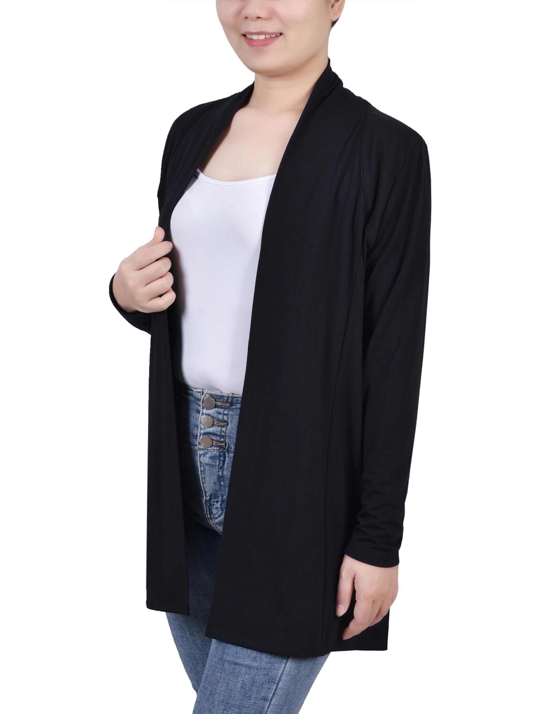 Black Long Sleeve Collared Cardigan Product Image