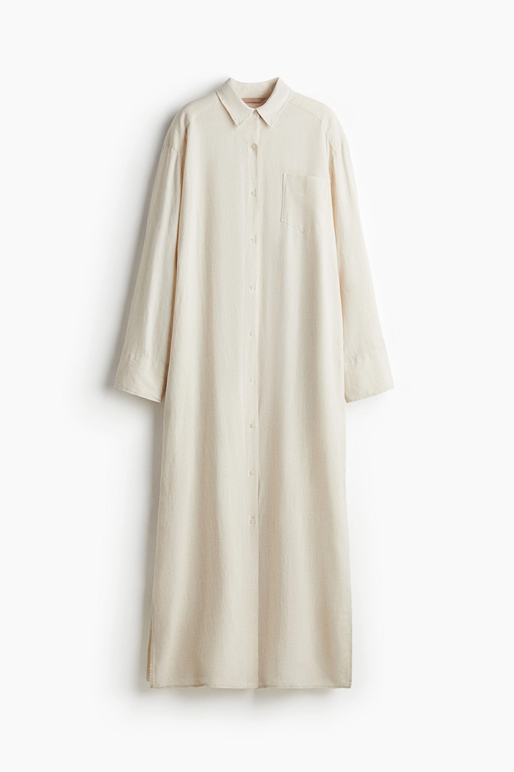 Linen-Blend Shirt Dress Product Image