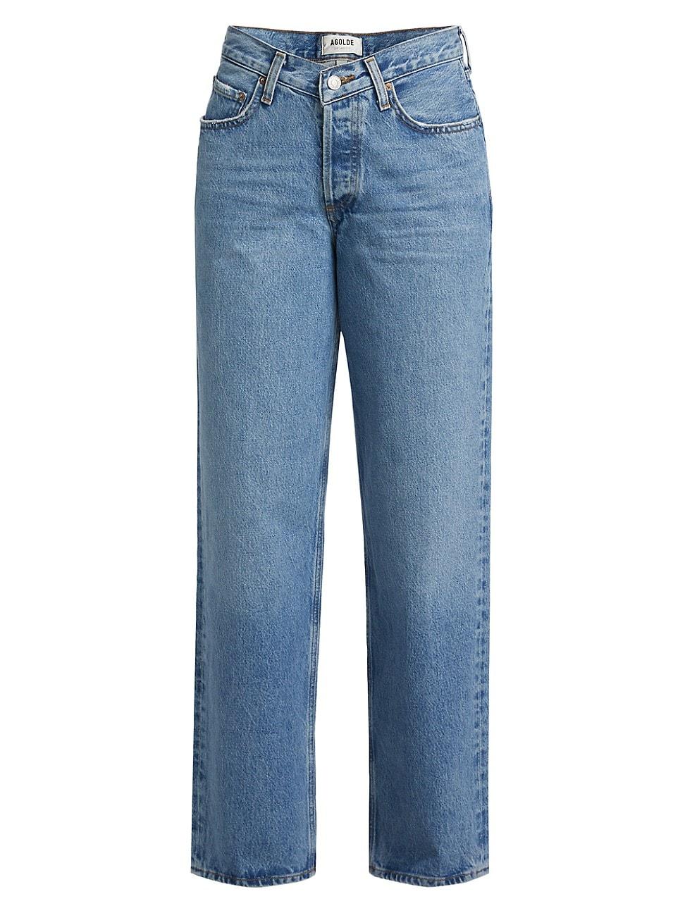Womens V-Waist Baggy Straight Jeans Product Image