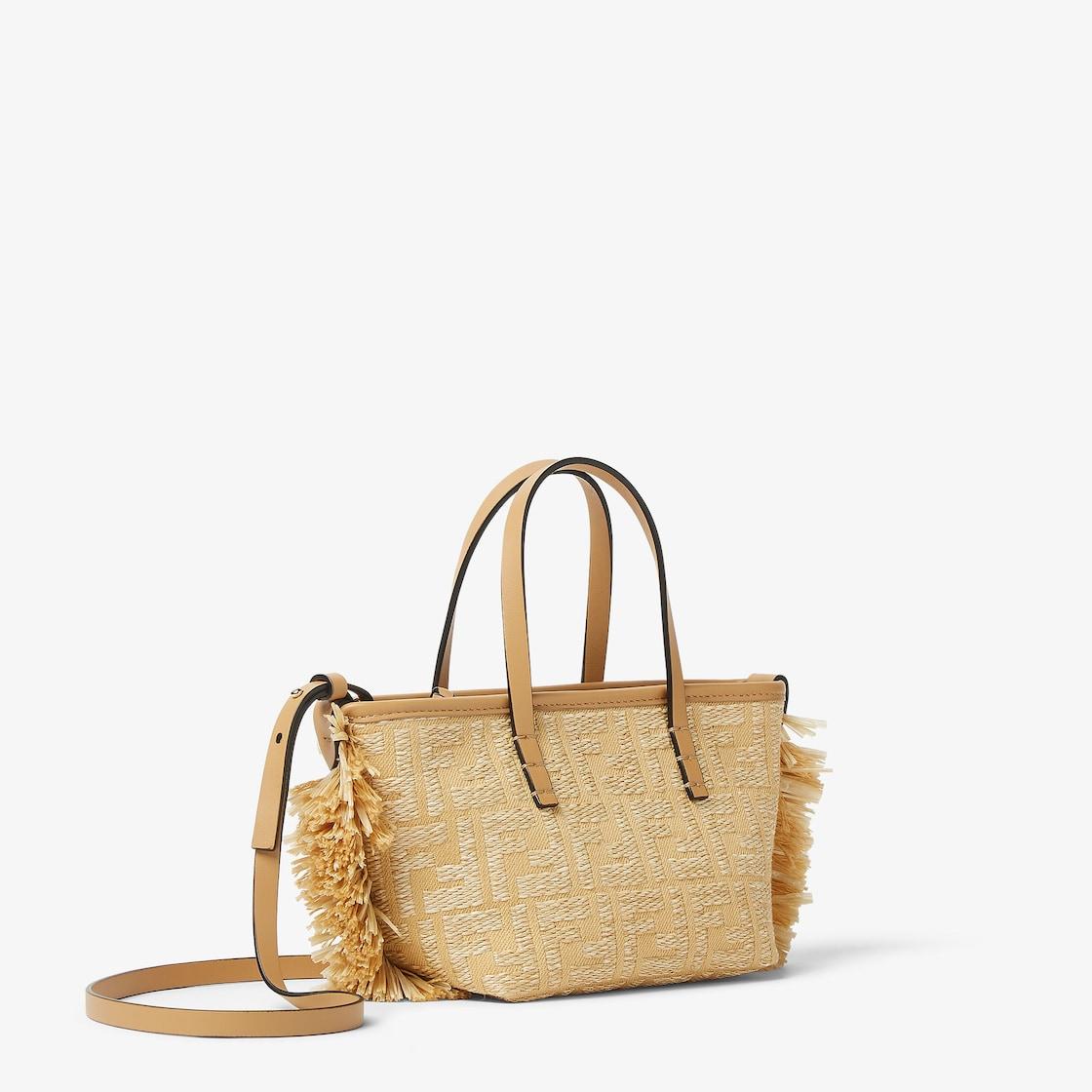 Mini RollJacquard fabric mini-bag with raffia FF Product Image
