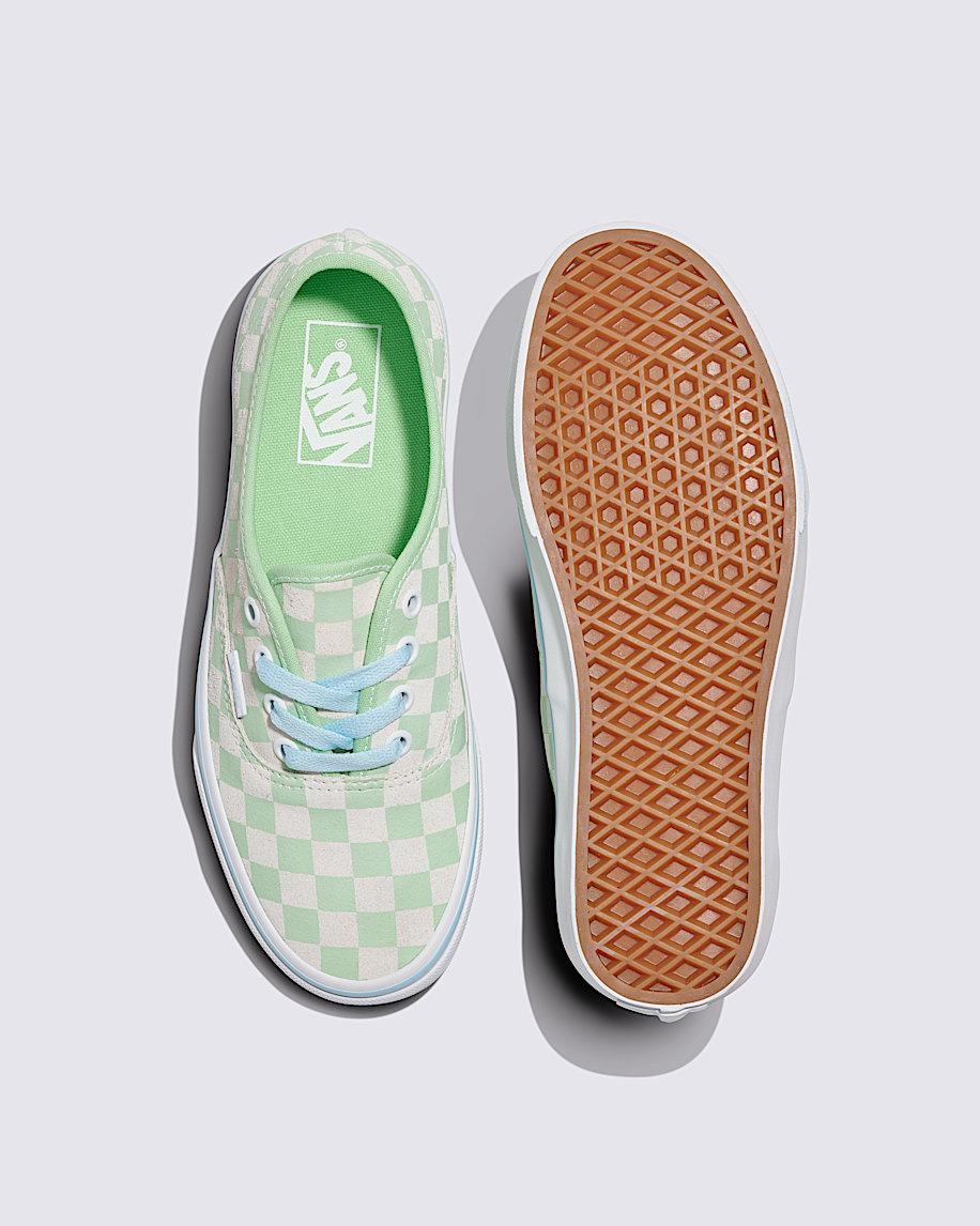 Authentic Suede Checkerboard Shoe in Pistachio Green / White| Vans US Product Image