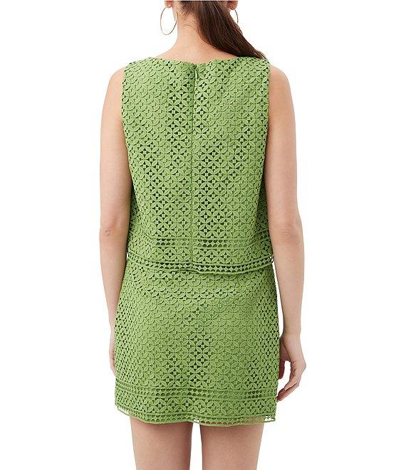 Trina Turk Cayley Geometric Lace Boat Neck Sleeveless Coordinating Boxy Top Product Image